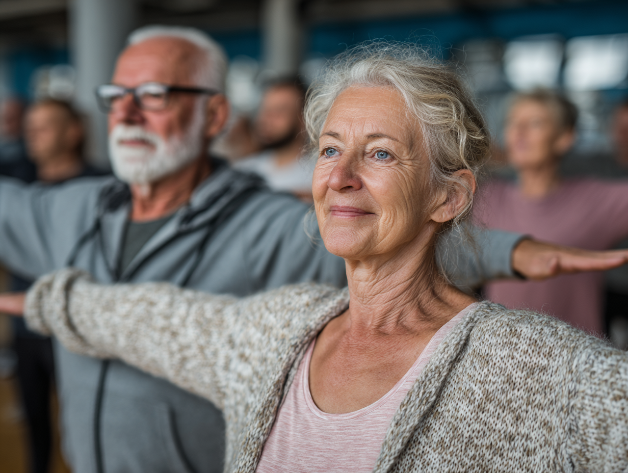 Активные люди занимаются фитнесом